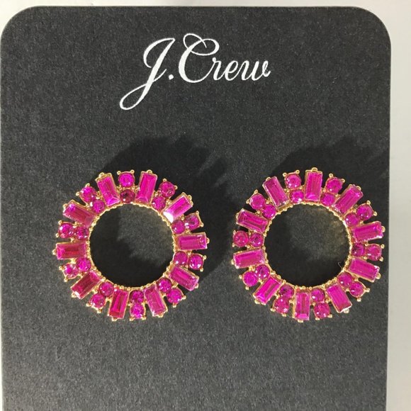 J.Crew Pave Circle Crystal Earrings - Picture 1 of 5